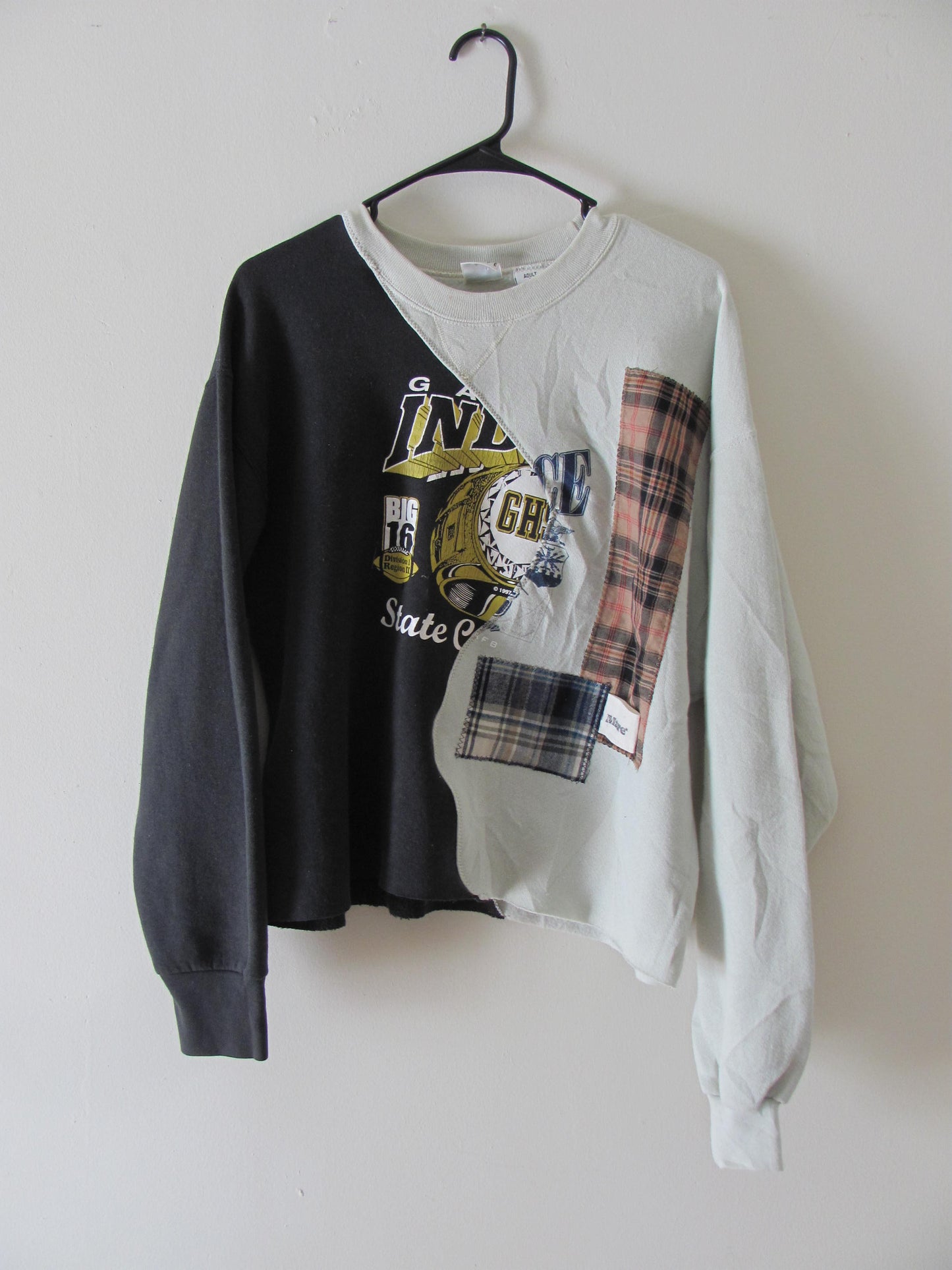Two Tone Patch Work Crew Neck