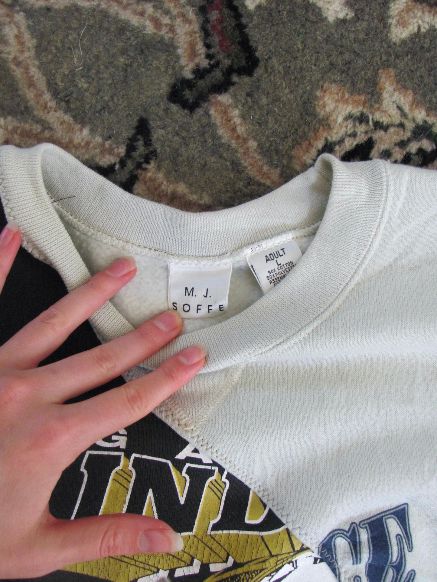 Two Tone Patch Work Crew Neck